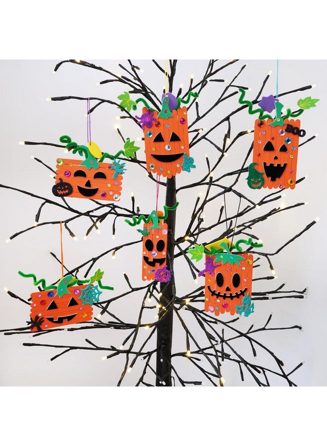 Winlyn 24 Sets Fall Crafts Kits Halloween Crafts Individual Fall Kids Crafts DIY Pumpkin Fall Decorations Craft Sticks Pumpkin Foam Stickers Arts and Crafts for Kids Classroom Activities Party Favors - Image 3