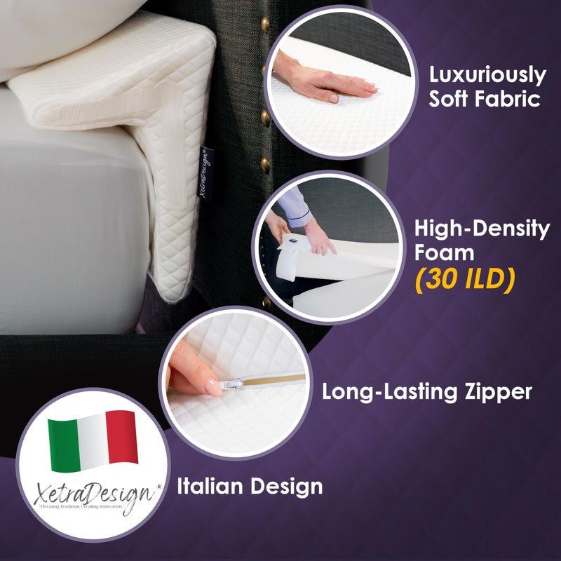 XetraDesign Bed Wedge Pillow for Headboard Gap Up to 7", Triangle Gap Filler for Bed, Mattress Wedge Gap Filler, Headboard Space Filler, Corner Pillow, White Queen 60" - Image 4