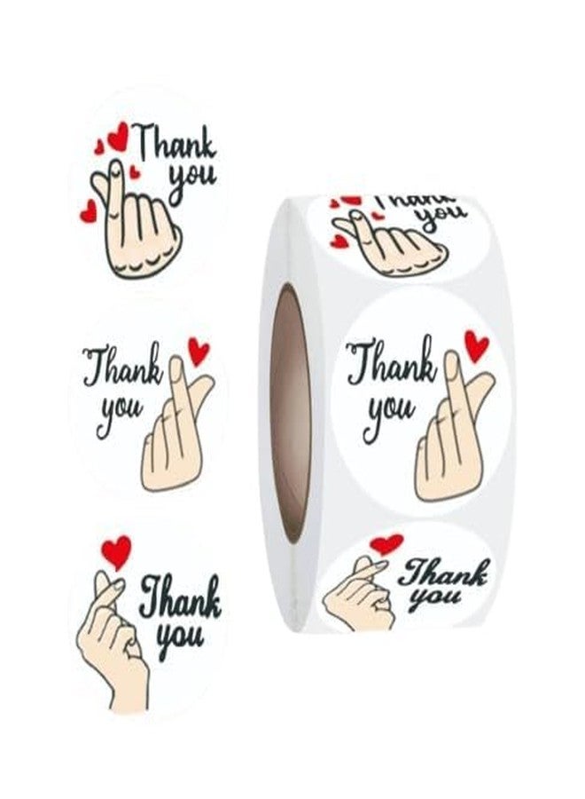 Touchcart 500 Pcs Watercolor Hand with Index Finger & Thumb Crossed Thank You Stickers, Round Thank You Adhesive Sticker for Small Business Wedding Supplies Packing Stickers Gift Wrap - Image 1