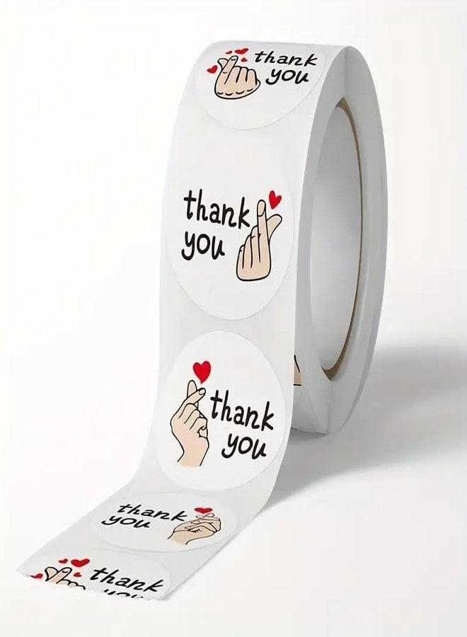 Touchcart 500 Pcs Watercolor Hand with Index Finger & Thumb Crossed Thank You Stickers, Round Thank You Adhesive Sticker for Small Business Wedding Supplies Packing Stickers Gift Wrap - Image 2