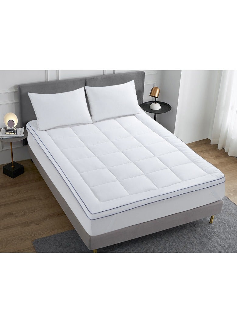 COMFY 200 X 200 X 10 CM HOTEL QUALITY WHITE COTTON FIBER FILLING MATTRESS TOPPER WITH BLACK PIPING - Image 3