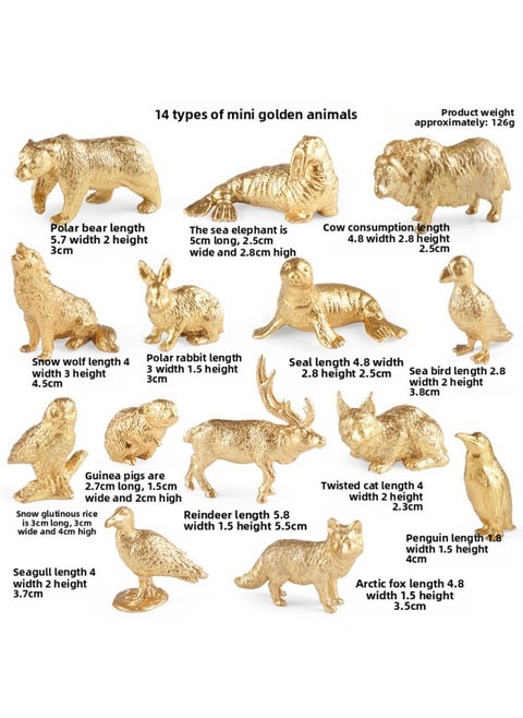 Children's Cognitive Marine Animal Simulation Model Mini Golden Dolphin Devil Fish Manta Ray Hammerhead Shark Humpback Whale-Color:[gold Version] Lz Mini Polar Animals 14 Style Set