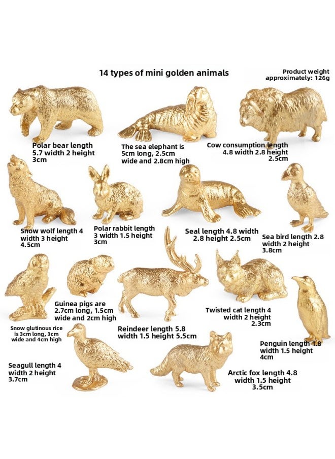 null - Children's Cognitive Marine Animal Simulation Model Mini Golden Dolphin Devil Fish Manta Ray Hammerhead Shark Humpback Whale-Color:[gold Version] Lz Mini Polar Animals 14 Style Set - Image 1