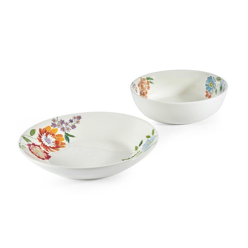Fitz & Floyd Fitz and Floyd Meadow Floral Set of 2 Serving Bowls, 10.5 inch, 8.5 Inch - Image 1