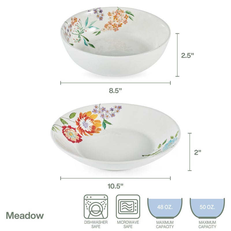 Fitz & Floyd Fitz and Floyd Meadow Floral Set of 2 Serving Bowls, 10.5 inch, 8.5 Inch - Image 2