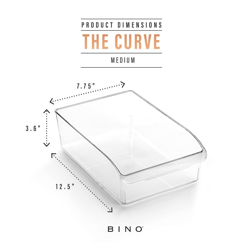 BINO | Plastic Storage Bins, Medium | THE CURVE COLLECTION | Multi-Use Organizer Bins | Storage Containers Kitchen, Pantry and Home Organization | Fridge Organizers | Pantry Organization and Storage - Image 3