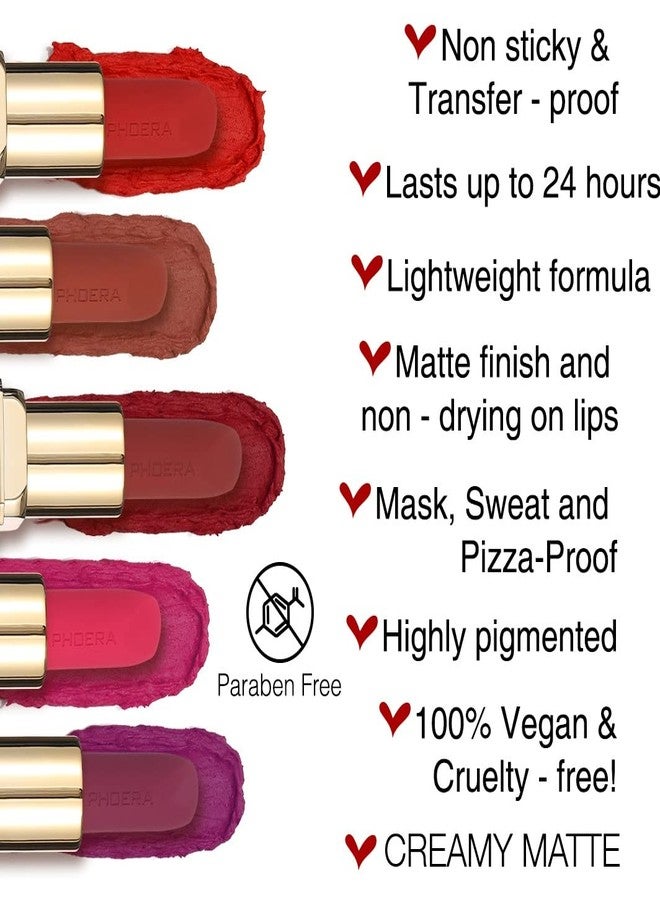 Phoera Non Transfer Lipstick Waterproof, smudge-proof and mask-proof feeling weightless Pigmented Formula Long-Lasting Lipstick That Are Mask, Water and Sweat Proof. (06 Belle) - Image 4