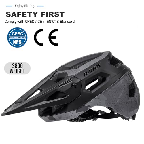 BATFOX Bike HelmetMountain Bike Helmet Helmets for Men Women Adults Youth Black L5559CM - Image 3