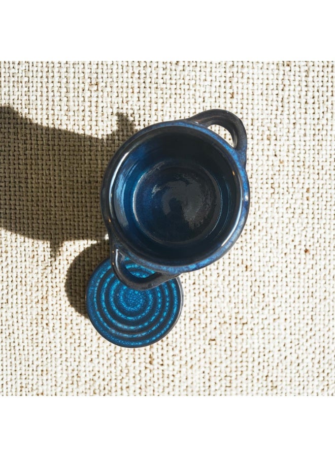 color zone pottery A 12 cm earthenware or ceramic pot that can withstand indirect heat, flame, or oven heating. - Image 2