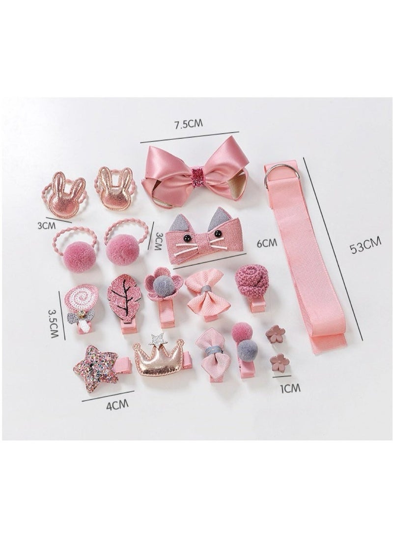 18-Pieces Baby Girls Hair Accessories Set, Pink Bow & Flower Hair Clips and Hair Ties Gift Box, Cute Princess Girls Headwear for Kids, Toddler Hair Bows Set for Birthday, Party, Daily Wear - Image 2