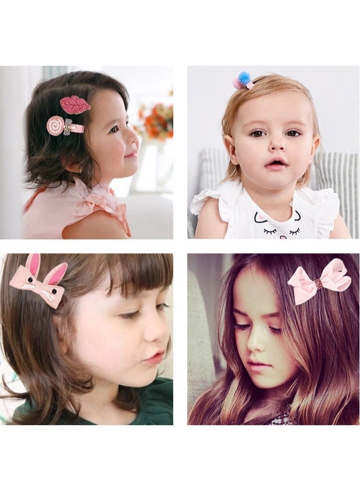 18-Pieces Baby Girls Hair Accessories Set, Pink Bow & Flower Hair Clips and Hair Ties Gift Box, Cute Princess Girls Headwear for Kids, Toddler Hair Bows Set for Birthday, Party, Daily Wear - Image 5