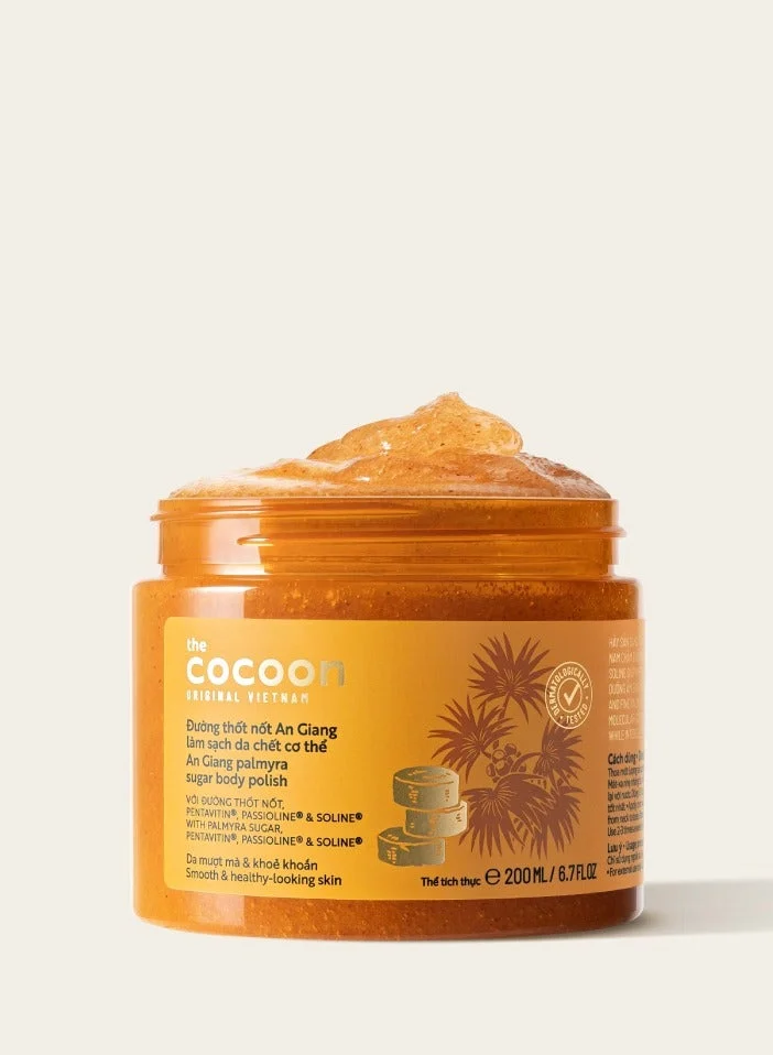 An Giang Palmyra Palm Body Polish 200ml Natural Sugar Scrub with Pentavitin and Essential Oils for Smooth Hydrated Skin
