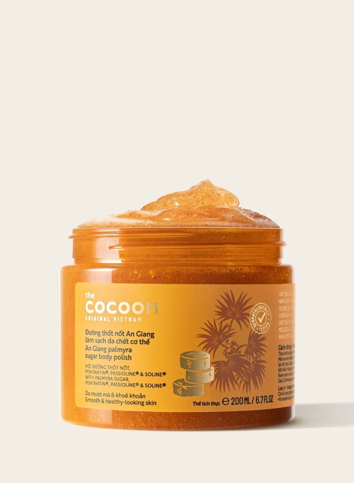 The Cocoon Original Vietnam An Giang Palmyra Sugar Body Polish, Exfoliating Body Scrub for Glowing Skin, Pentavitin Macadamia Oil Moisturizing Treatment, Vegan Cruelty Free Skincare, 200ml - Image 1