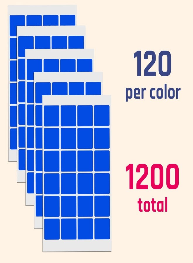 TownStix 1200 Pieces, 1 inch - Colored Square Shape Stickers Labels - 10 Colors - Image 4
