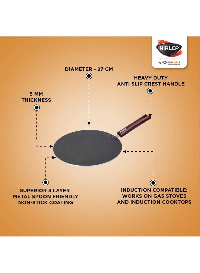 NIRLEP IJFT 27 by Bajaj Electricals Selec+ J Class Aluminium 27 Cm Non Stick Induction Flat Tawa, 5 mm, Maroon - Image 5