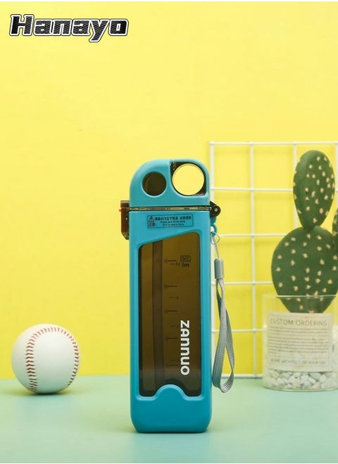 Water Bottle 350ml with Precise Scale & Handle Drink Bottle for Sports Travel & Daily Use(Blue)
