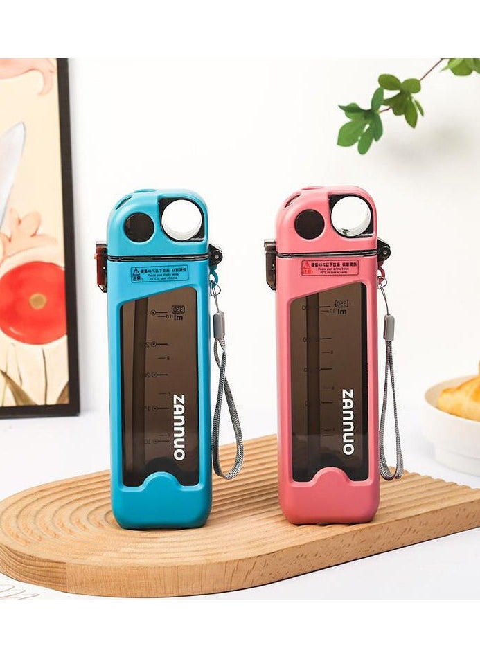 Hanayo - Water Bottle 350ml with Precise Scale & Handle Drink Bottle for Sports Travel & Daily Use(Blue) - Image 1