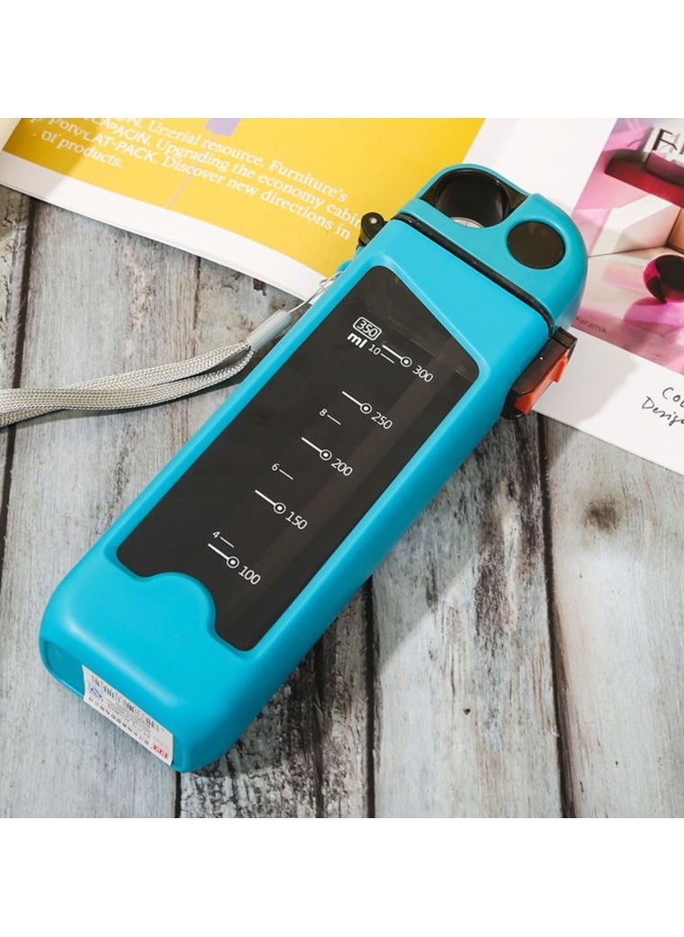 Hanayo - Water Bottle 350ml with Precise Scale & Handle Drink Bottle for Sports Travel & Daily Use(Blue) - Image 1