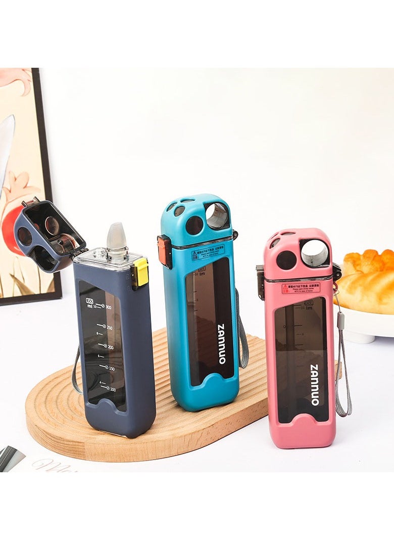 Hanayo - Water Bottle 350ml with Precise Scale & Handle Drink Bottle for Sports Travel & Daily Use(Blue) - Image 1