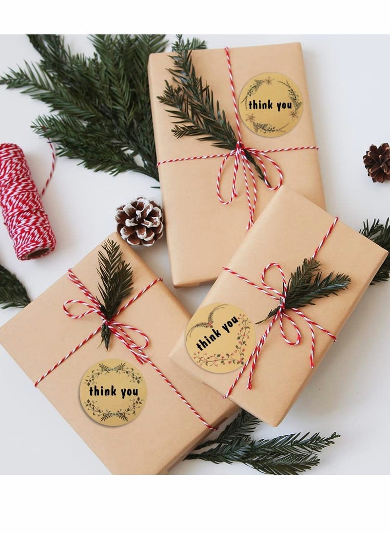 Zikra Floral Thank You Stickers, Kraft Paper Round Self Adhesive Label 2" Decorative Stickers for Gift Wrapping Envelopes Pantry Food Bottle Jars DIY (2", Floral) - Image 2