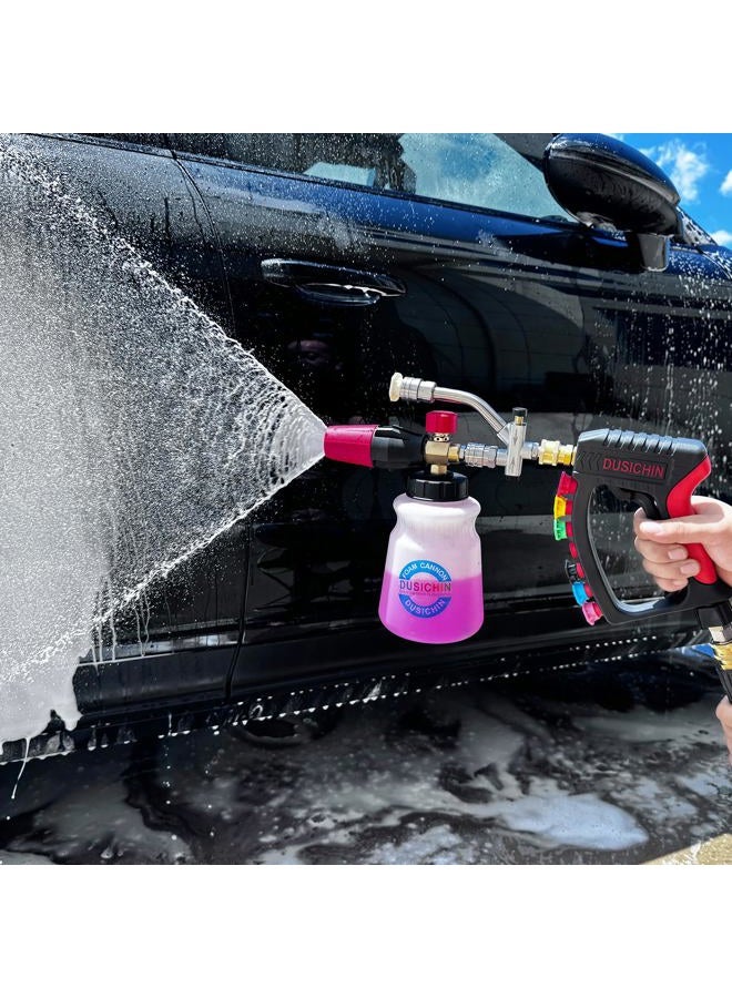 DUSICHIN Pressure Washer Gun 4000 PSI Snow Foam Cannon Dual-Ended Shift Valve Short Wand, Foam Lance Kit Dual Connector Accessory, 7 Pressure Washer Tips Nozzle holders Swivel Joint Fitting DUS2913 - Image 5
