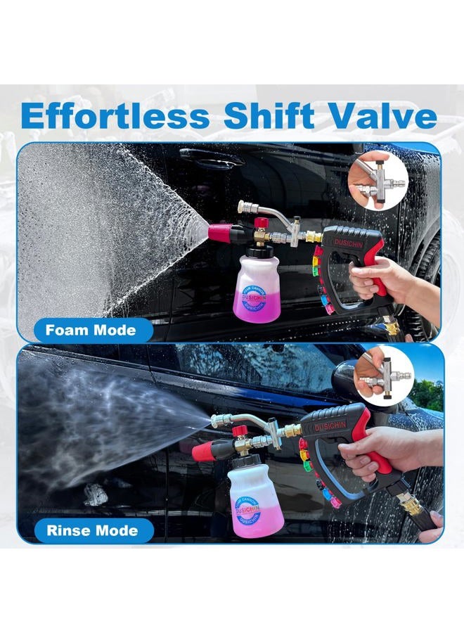 DUSICHIN Pressure Washer Gun 4000 PSI Snow Foam Cannon Dual-Ended Shift Valve Short Wand, Foam Lance Kit Dual Connector Accessory, 7 Pressure Washer Tips Nozzle holders Swivel Joint Fitting DUS2913 - Image 3