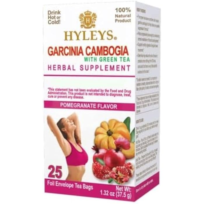 HYLEYS Tea Garcinia Cambogia Green Tea with Pomegranate Flavor - 25 Tea Bags - Image 1