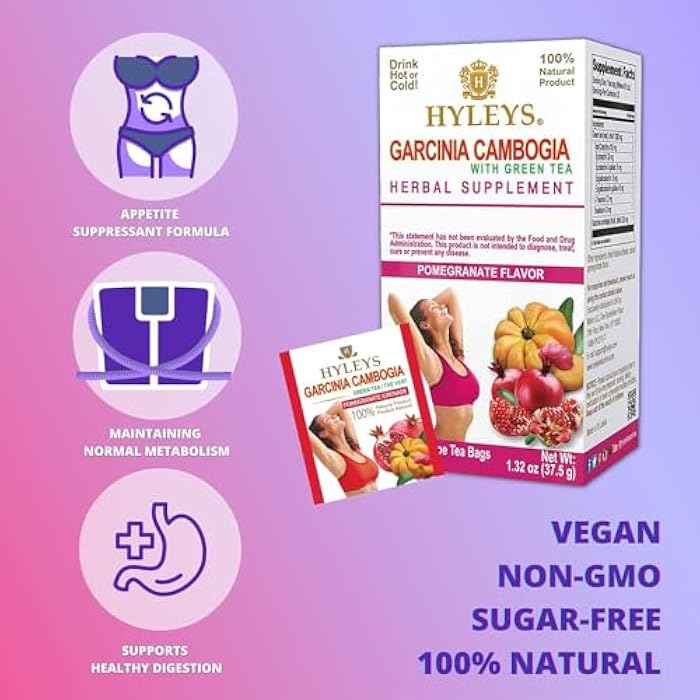 HYLEYS Tea Garcinia Cambogia Green Tea with Pomegranate Flavor - 25 Tea Bags - Image 3