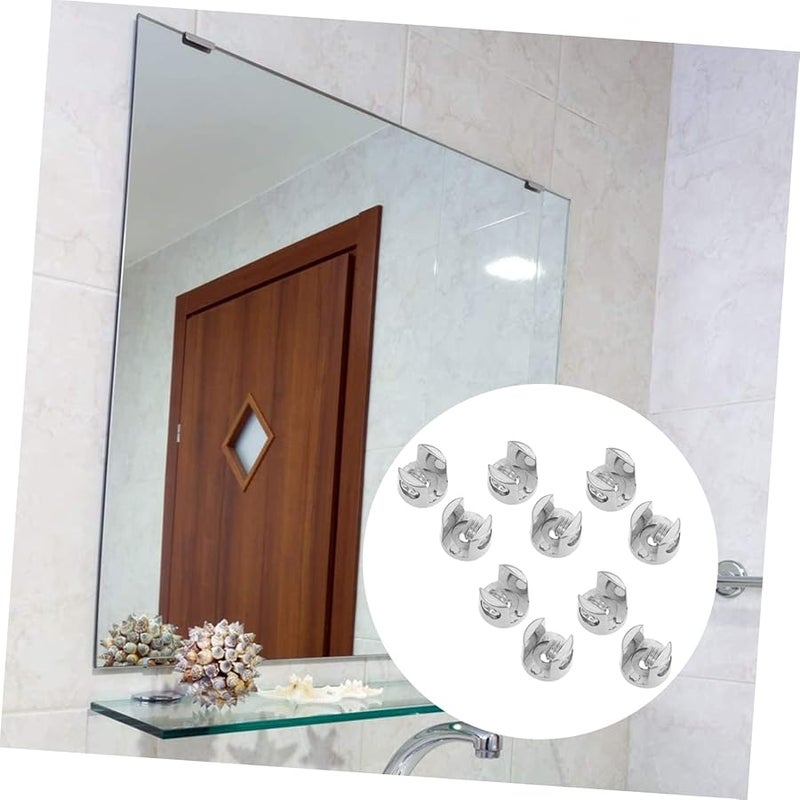 10 Pcs Zinc Alloy Adjustable Glass Clip Shelf Brackets For Cabinet Mirror Mount - Image 4
