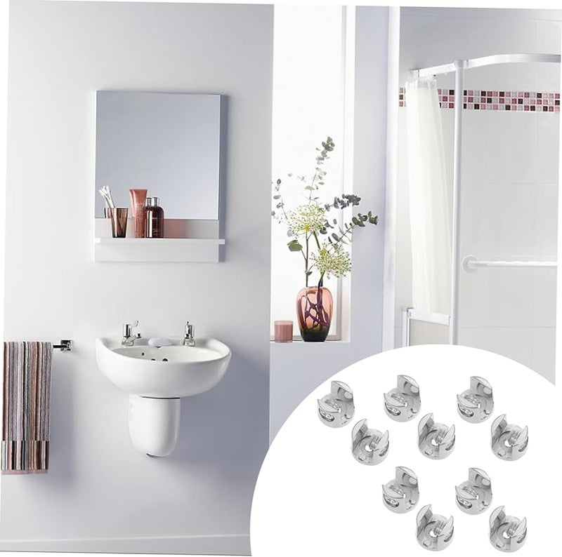10 Pcs Zinc Alloy Adjustable Glass Clip Shelf Brackets For Cabinet Mirror Mount - Image 5