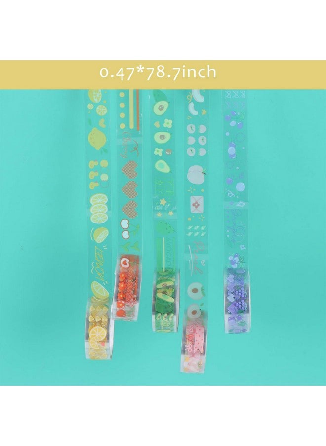 Haomian - 10 Rolls Waterproof Plastic Tape Cute 15Mm Wide Self-Adhesive Tape Butterfly And Fruits Pattern Masking Clear Printed Sticker Lovely Gift For Scrapbook, Bullet Journal, Planner, Arts & Crafts-65.6 Ft - Image 1