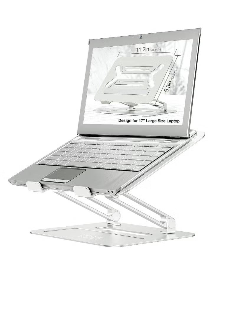 Adjustable Aluminum Laptop Stand for Desk, Ergonomic Notebook Riser Holder, Foldable Computer Stand Compatible with 11–17 Inch Laptops for Better Cooling and Viewing Angle - Image 1