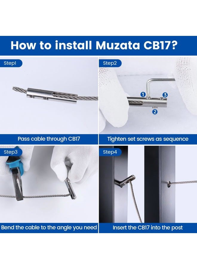 Muzata Invisible Cable Railing Kit T316 Stainless Steel Toggle Anchor Terminal for 1/8" Wire Rope in Metal Hollow Tube Post for Rail Deck System, Swageless, 40Pack CB17,Series CA1 CD2 CS2 - Image 5