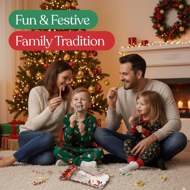 Twinkle Bites 100 Pack Mini Christmas Candy Canes Packed In A Stocking - Individually Wrapped, Strawberry, Raspberry, Green Apple, Tutti Frutti Flavors - Bulk Candy Canes Great Use For Stocking Suffers, Classroom Partys, Party Favors, Holiday Decorations - Image 4