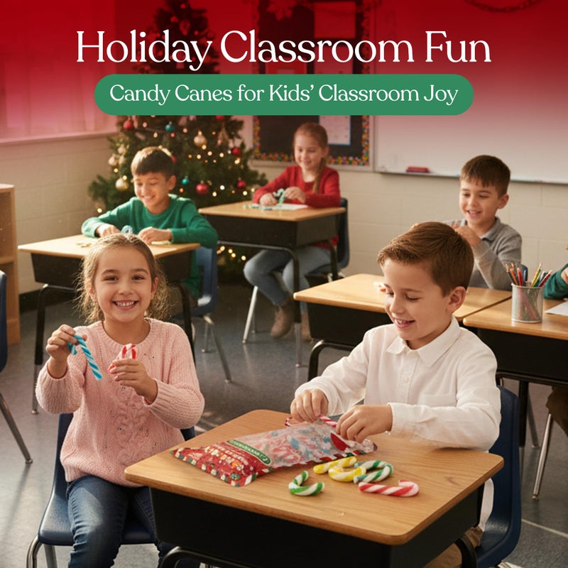 Twinkle Bites 100 Pack Mini Christmas Candy Canes Packed In A Stocking - Individually Wrapped, Strawberry, Raspberry, Green Apple, Tutti Frutti Flavors - Bulk Candy Canes Great Use For Stocking Suffers, Classroom Partys, Party Favors, Holiday Decorations - Image 5