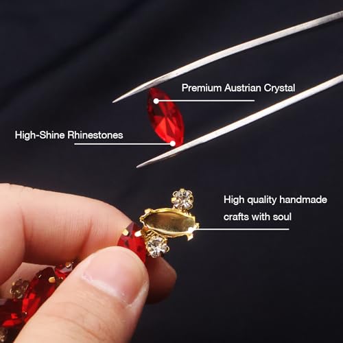 PEARLY JUN 1 Yard Red Rhinestone Chain Trim Rhinestone Trim Chain Crystal Applique Strips DIY Jewelry for Wedding Party Bracelets Craft Bridal Bouquets Embellishment Accessories - Image 5