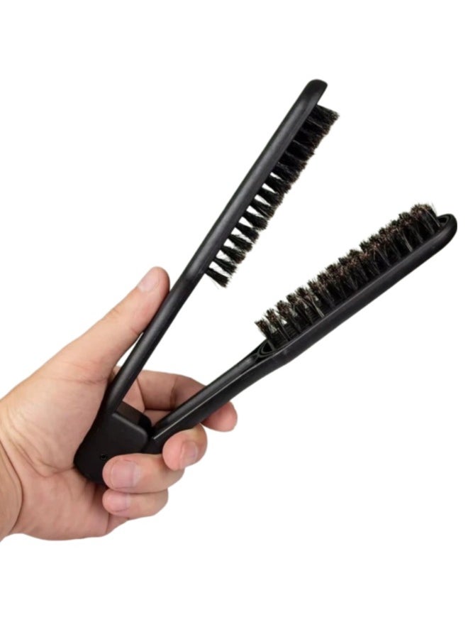 globalstar Globalstar Premium Folding Boar Bristle Hair Brush - V-Shaped Design for Effortless Styling  - Image 1