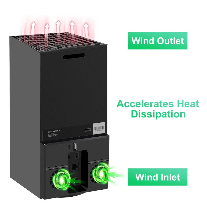 Linkstyle Cooling Fan for Xbox Series X, USB Powered Vertical Cooling Stand Cooling System with Dual Fans and 1 USB Port - Image 4