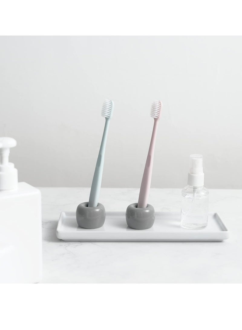 إسكدنيا مقبض صغير لفرشاة الأسنان الزجاجية للزوجين على أرضية مجهزات حمام المباني (رمادي، حزمة من 2) - Image 3