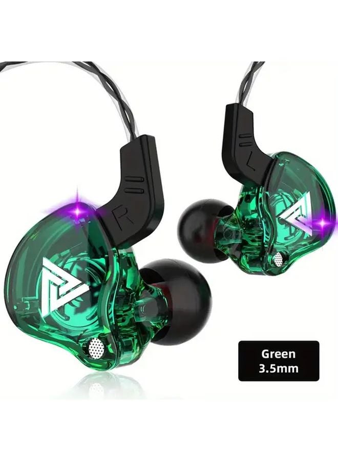 Green QKZ AK6 6 Dynamic Driver In Ear Headphone with Mic HIFI Stereo Sports - Image 1