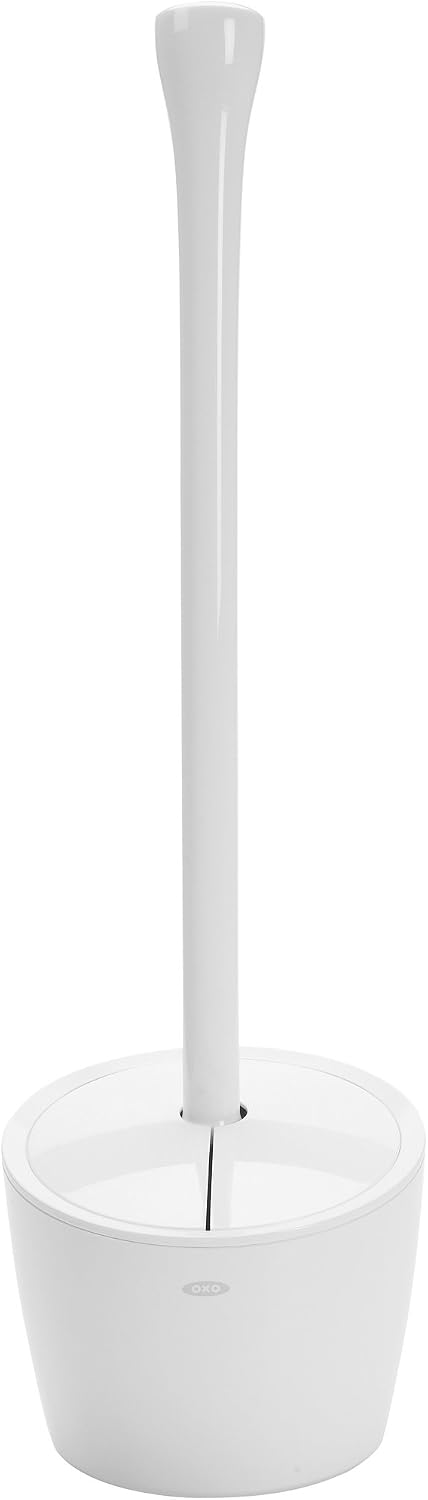 OXO Good Grips Round Toilet Plunger and Canister, White - Image 1