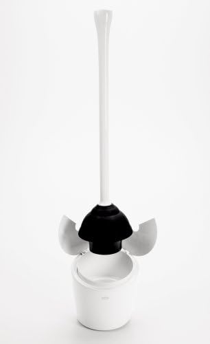 OXO Good Grips Round Toilet Plunger and Canister, White - Image 3