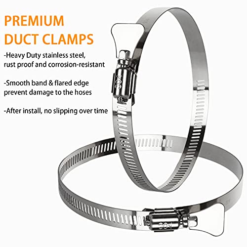 ZOEYES 20 PCS Stainless Steel Duct Clamps, 4 Inch Hose Clamps, Adjustable 91-114mm (3.5 inch to 4.5 inch) Range Air Ducting Clamp, 9mm (0.5 inch) Bandwidth Worm Clamp, Worm Drive, Worm Gear - Image 5