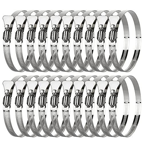 ZOEYES 20 PCS Stainless Steel Duct Clamps, 4 Inch Hose Clamps, Adjustable 91-114mm (3.5 inch to 4.5 inch) Range Air Ducting Clamp, 9mm (0.5 inch) Bandwidth Worm Clamp, Worm Drive, Worm Gear - Image 1