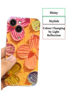 Houmt iPhone 14 Cover 6.1 inch with Fashion Luxury Glossy Rhinestones Beautiful Oil Painting Soft Phone Case Silicone Shockproof Casing Protection Back Cover  - Image 2