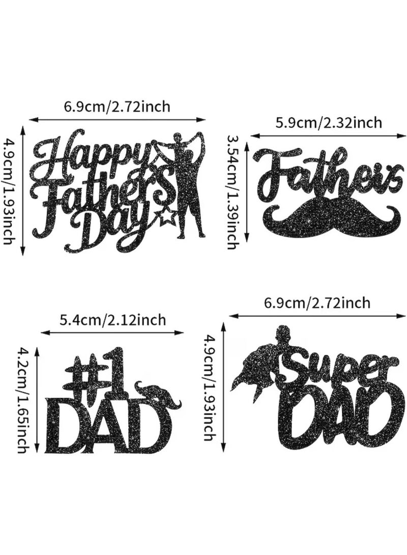 6pcs Happy Father's Day Cupcake Toppers, Black Gold Glitter, Super Dad, Best Dad, Baking Decoration Muffins Sweet Treats Tableware Party Supplies, Gift Idea for Daddy Surprise - Image 5