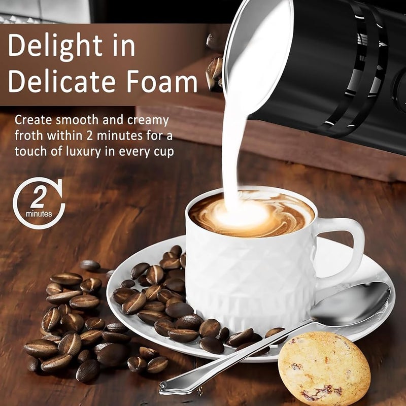 XVersion 4-in-1 Milk Frother 350ml, Automatic Hot & Cold Foam Maker with Milk Steamer and Warmer for Coffee, Latte, Cappuccino & Hot Chocolate （Black） - Image 2
