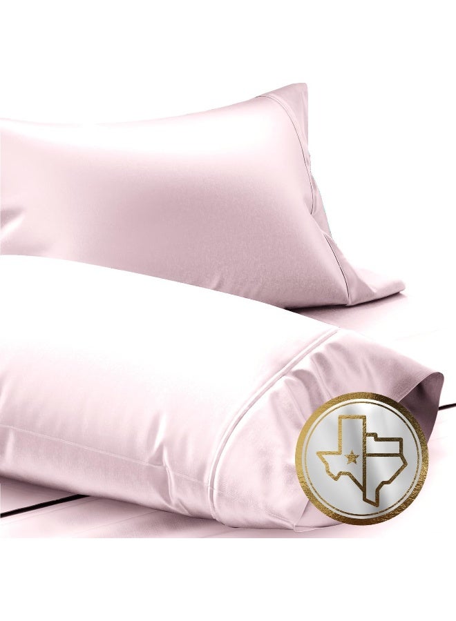 TEXAS LINEN CO. 100% Egyptian Cotton Standard/Queen Size Pillow Cases Set of 2-1000 Thread Count Pillow Cover - Soft, Breathable & Cooling Blush Pillowcases Set of 2 for Standard/Queen Pillows  - Image 1