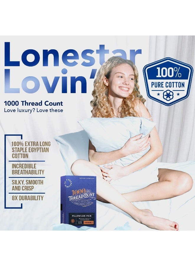TEXAS LINEN CO. 100% Egyptian Cotton Standard/Queen Size Pillow Cases Set of 2-1000 Thread Count Pillow Cover - Soft, Breathable & Cooling Blush Pillowcases Set of 2 for Standard/Queen Pillows  - Image 2