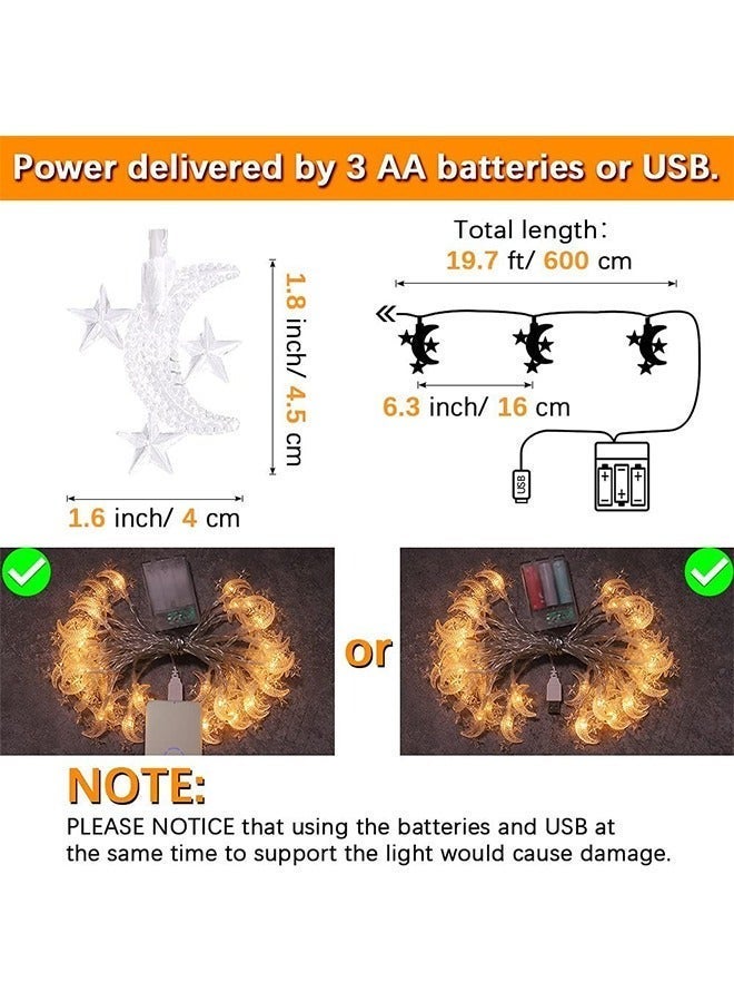 يواوليتي زينة رمضان، أضواء رمضان بطول 10 أمتار، زينة رمضان LED معلقة للمنزل (على شكل نجمة وقمر) None - Image 5
